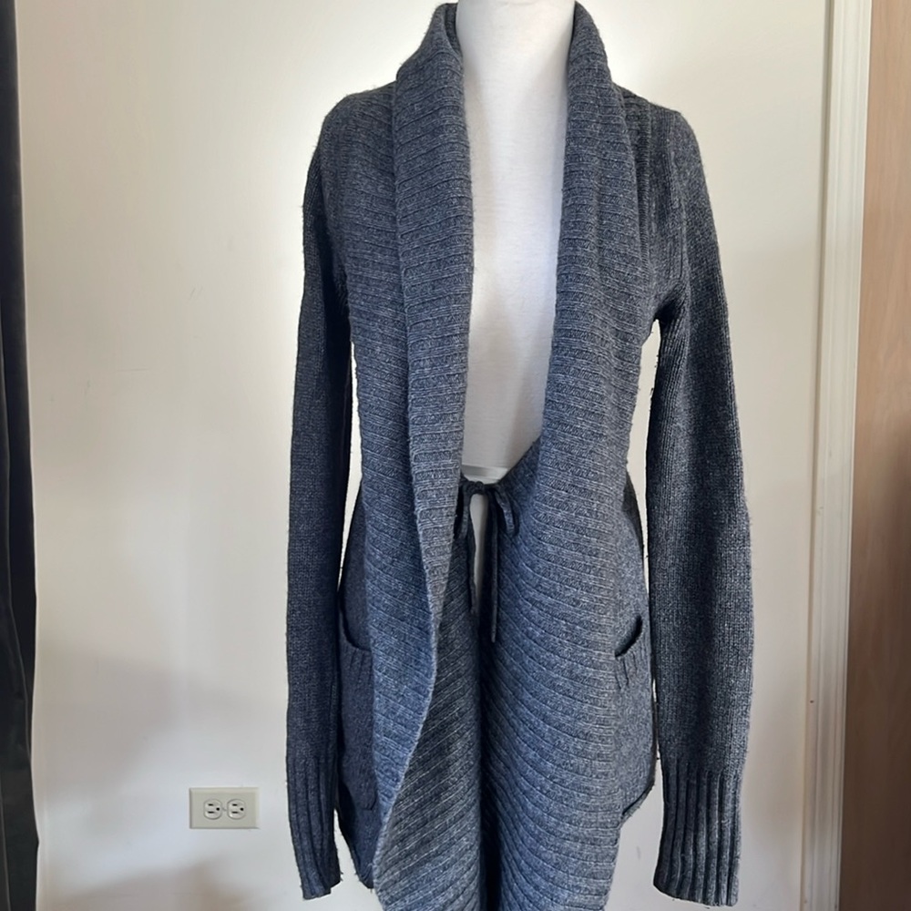 TALULA Women’s Grey Tie/Open Shawl Long Sweater Cardigan with Pockets Size XS